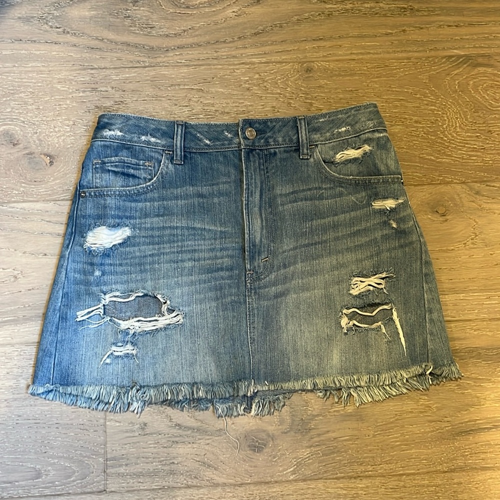 Abercrombie & Fitch Natural Rise Vintage A-Line Denim Skirt EUC 100% cotton - Picture 1 of 6